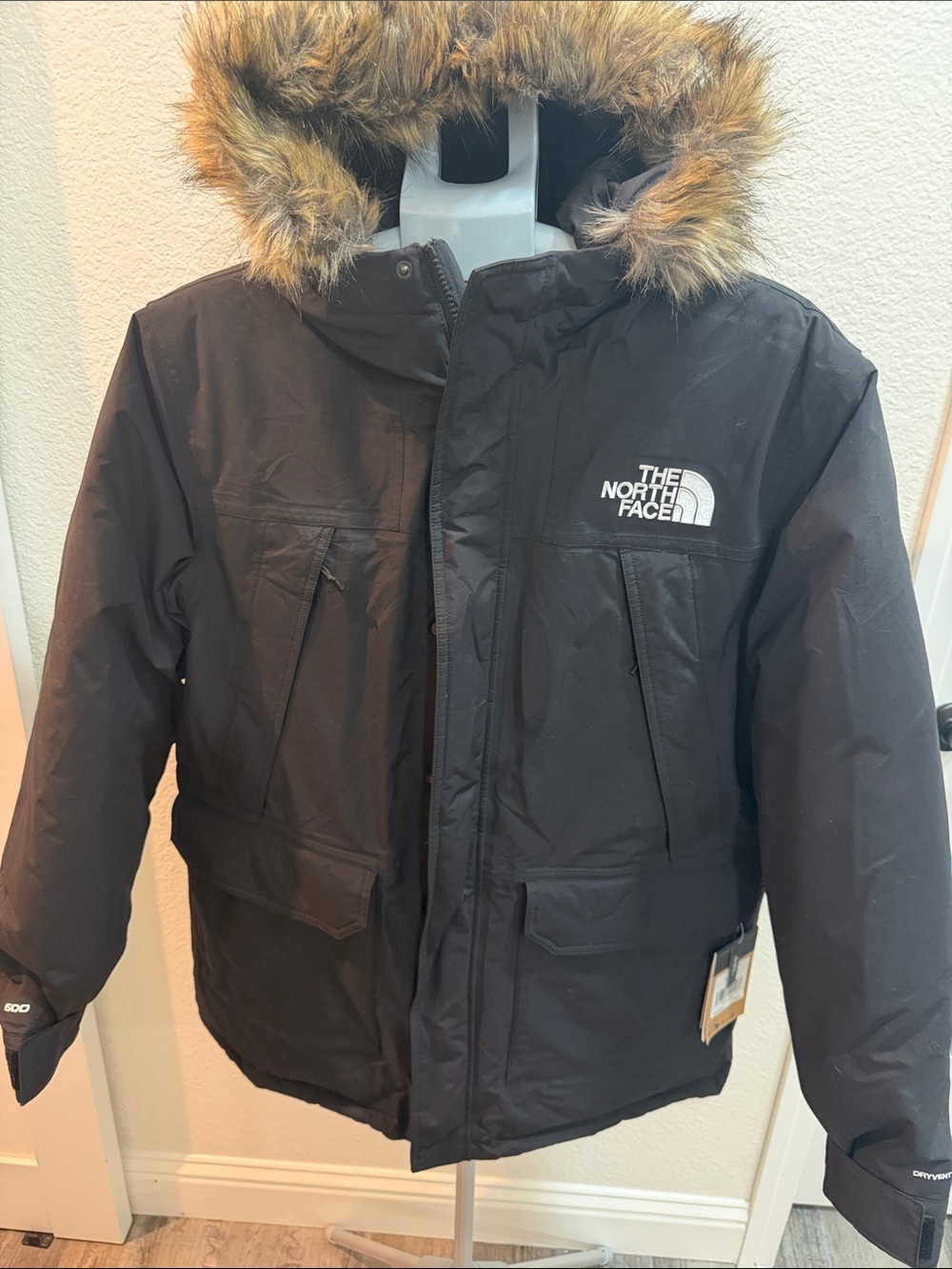 The North Face men McMurdo Black Parka with Faux Fur Hood